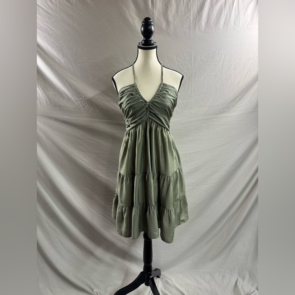 Shirred Pleated Bust Halter Mini Dress - Picture 6 of 8